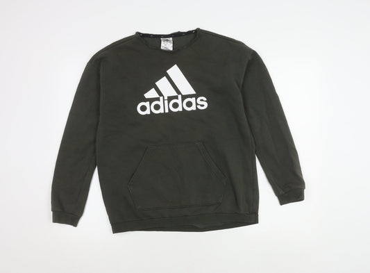 Unisex Adults UK XS Regular adidas Green Pullover Sweatshirt