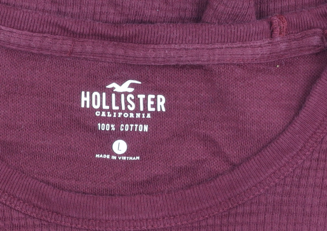 Hollister Men's Red Long Sleeve Cotton T-Shirt Size L