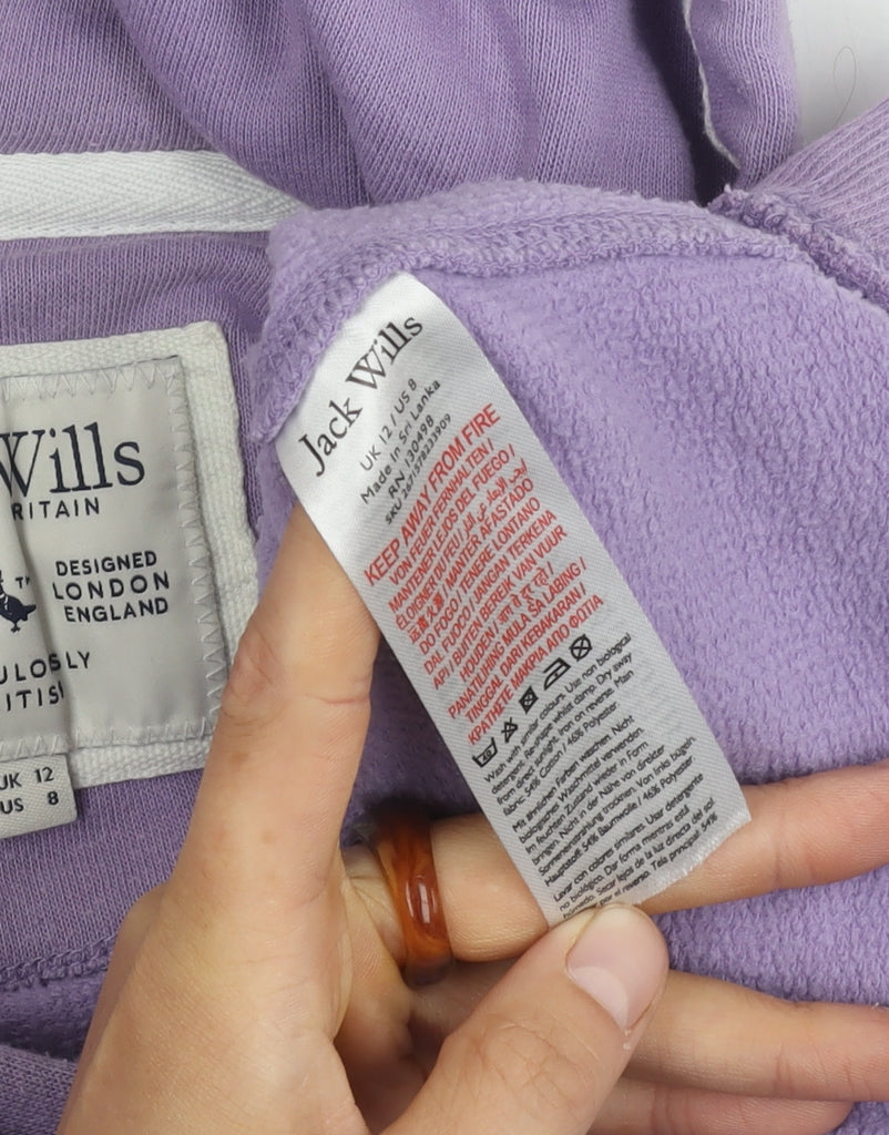 Jack Wills Women's Purple Hoodie UK 12 Cotton Blend