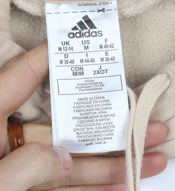 Brand and care label for Adidas Women's Beige Hoodie M - Logo, Hooded, Casual