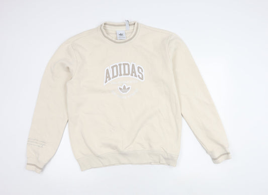 Additional front view of Adidas Men's Beige Pullover Sweatshirt M - Logo Graphic