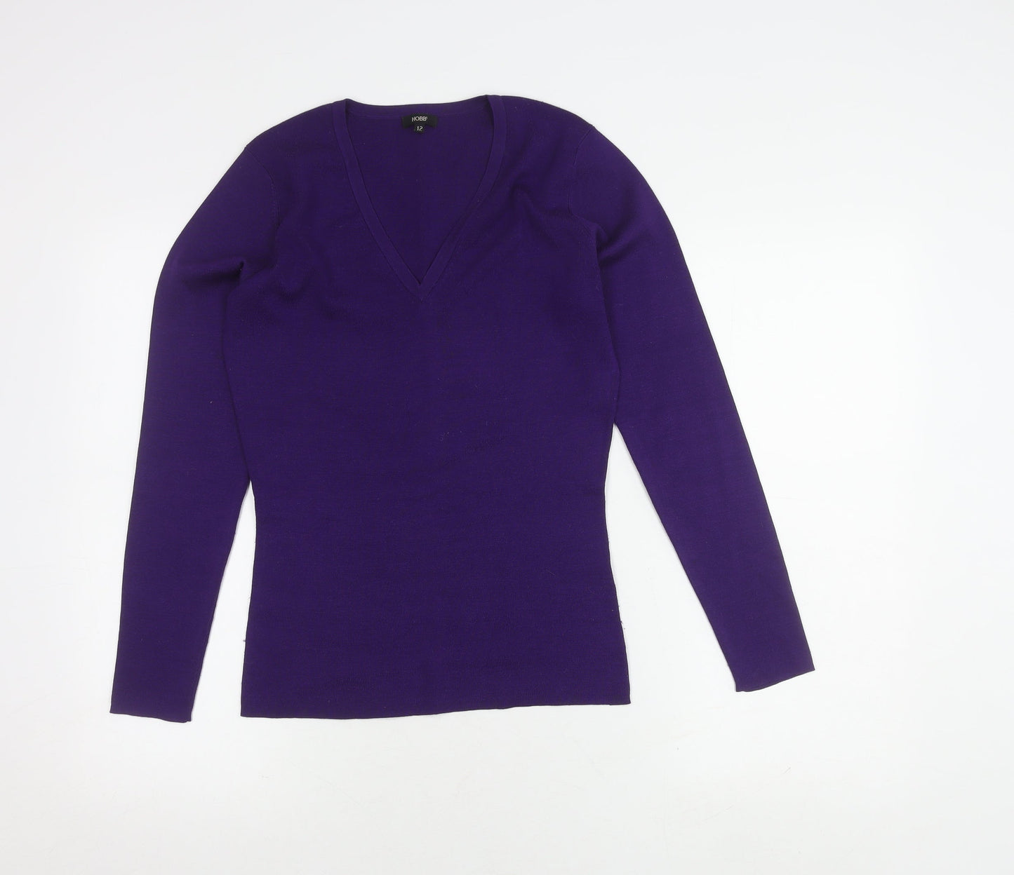 Hobbs Women's Purple Silk Blend V-Neck Jumper Size 12