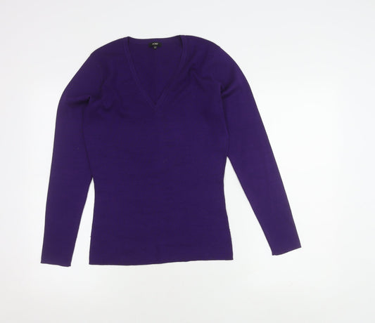 Hobbs Women's Purple Silk Blend V-Neck Jumper Size 12
