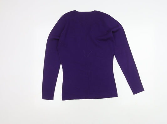 Hobbs Women's Purple Silk Blend V-Neck Jumper Size 12
