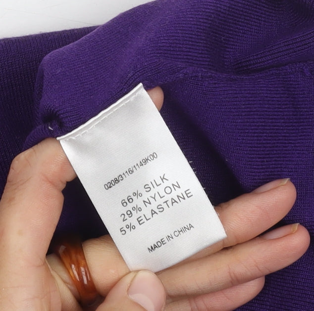 Hobbs Women's Purple Silk Blend V-Neck Jumper Size 12