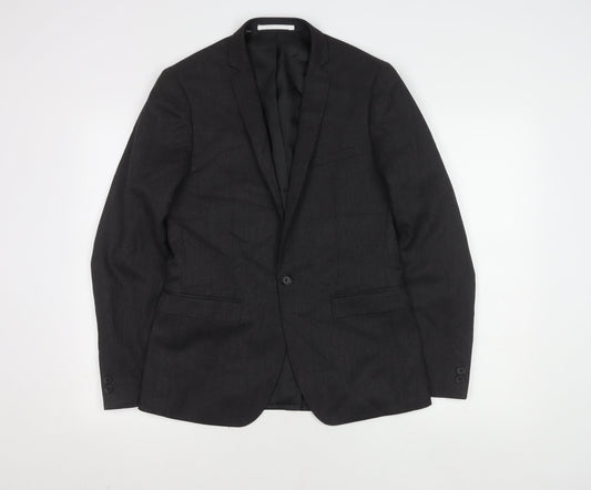Moss London Men's Black Blazer 36 Regular Fit Jacket