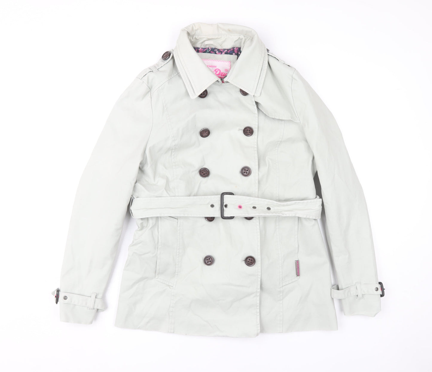 SuperDry Women's Beige Trench Coat XL Belted Buttoned