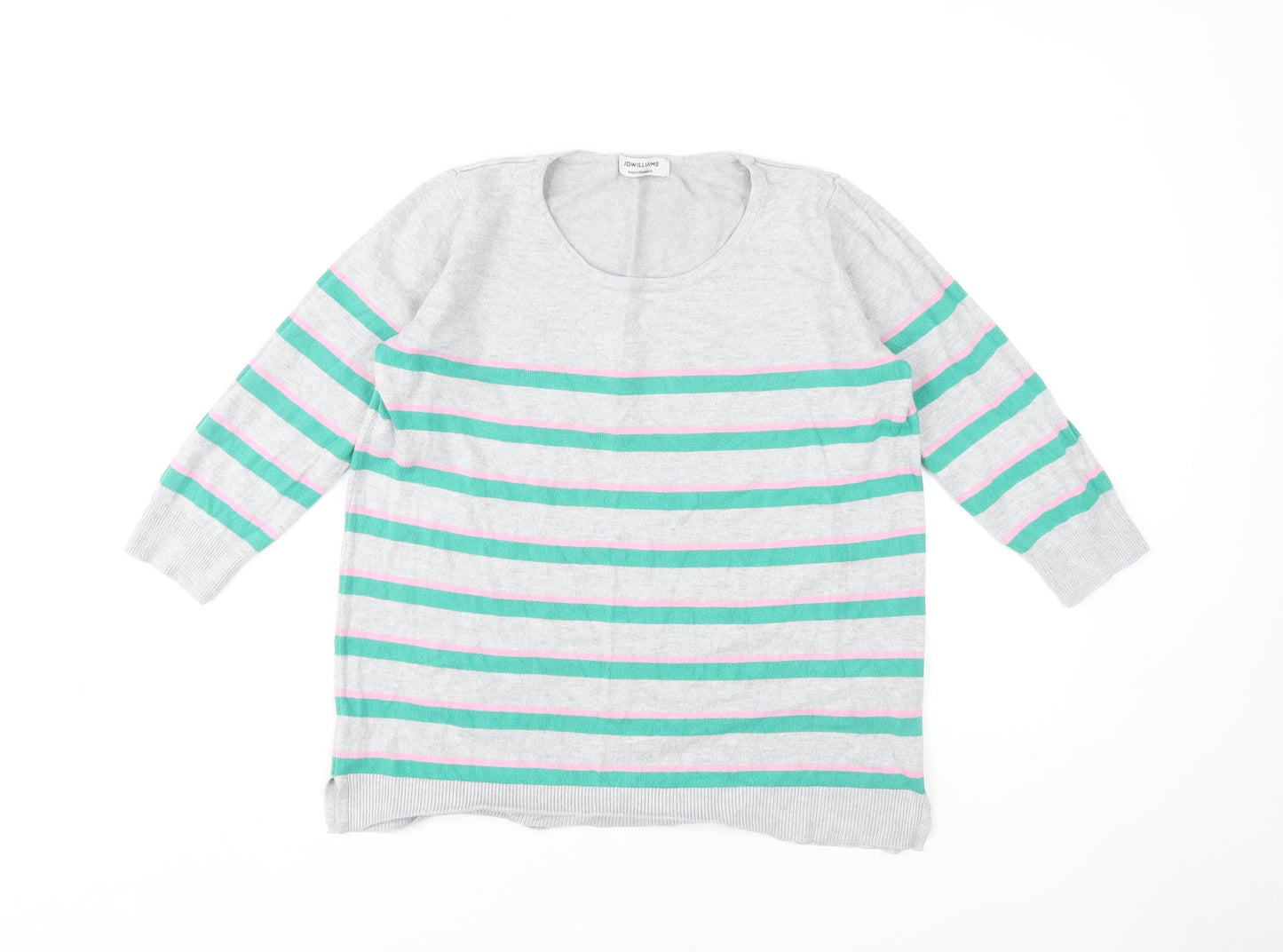 JD Williams Women's Grey Striped Pullover Jumper Size 14