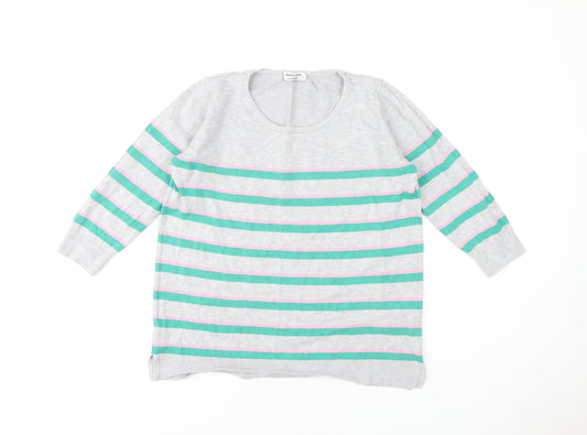 JD Williams Women's Grey Striped Pullover Jumper Size 14