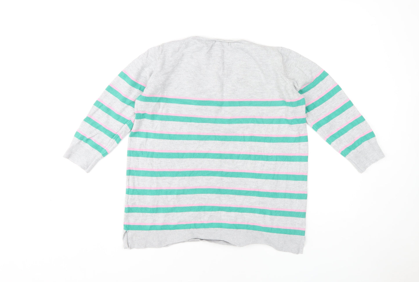 JD Williams Women's Grey Striped Pullover Jumper Size 14