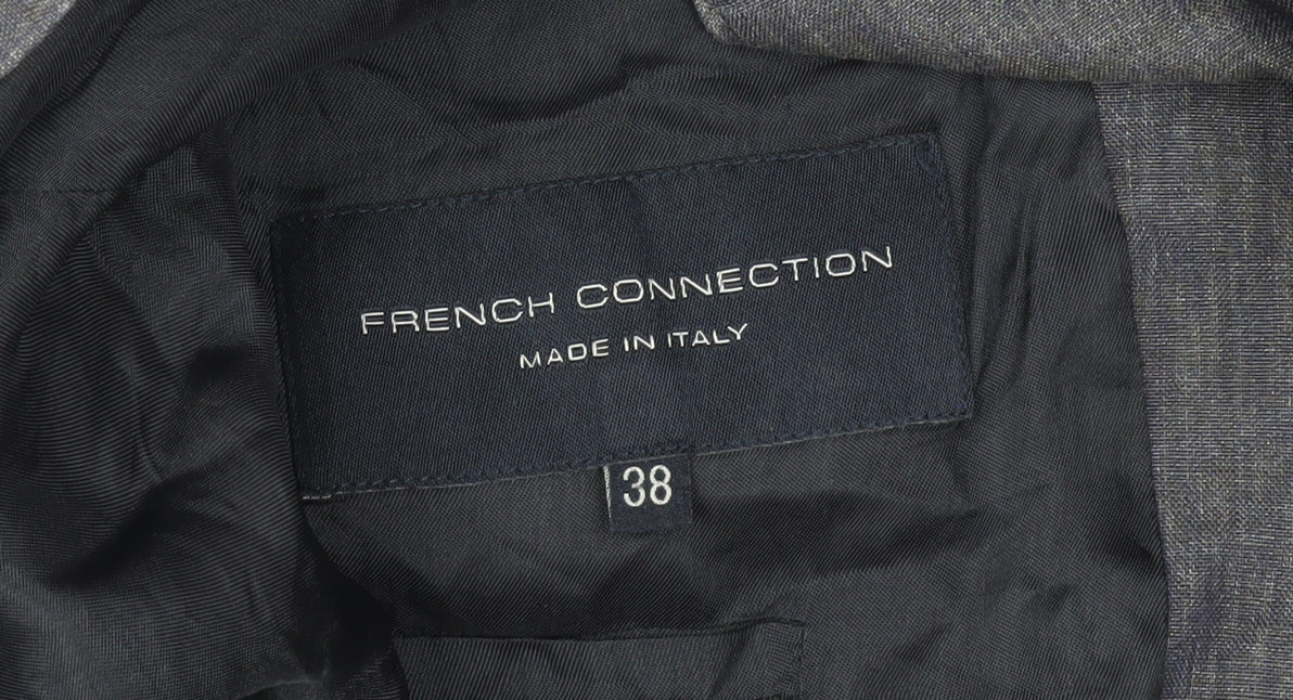 Close-up detail of French Connection Men's Grey Blazer Jacket, size 38