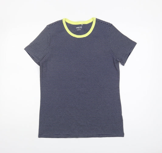 Lands' End Women's Blue Striped T-Shirt, M, Short Sleeve