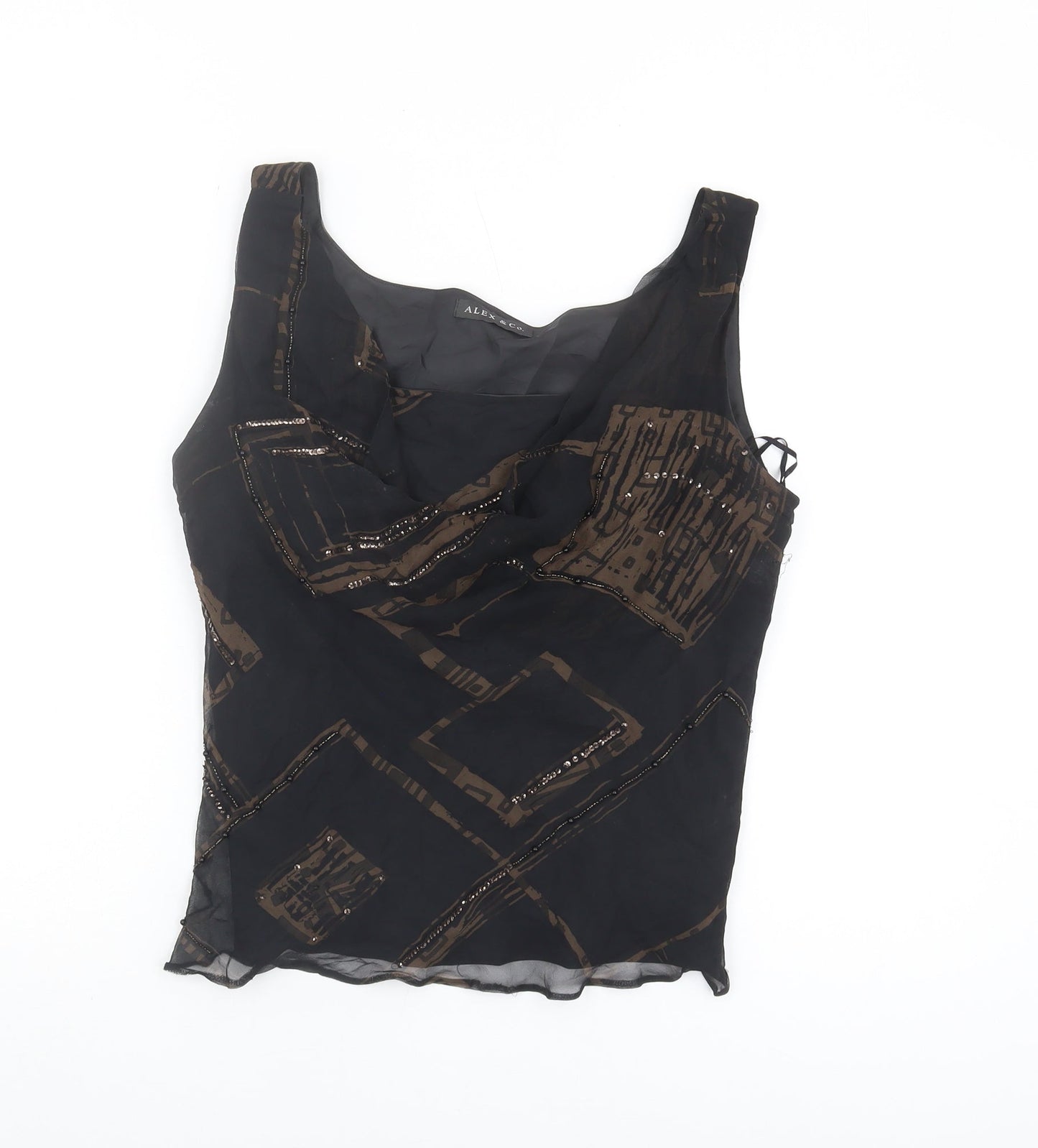 Alex & Co. Women's Black Silk Sequin Blouse Size 14