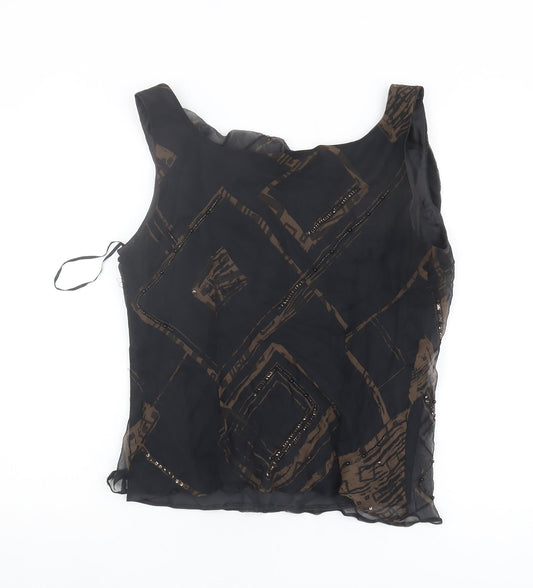 Alex & Co. Women's Black Silk Sequin Blouse Size 14