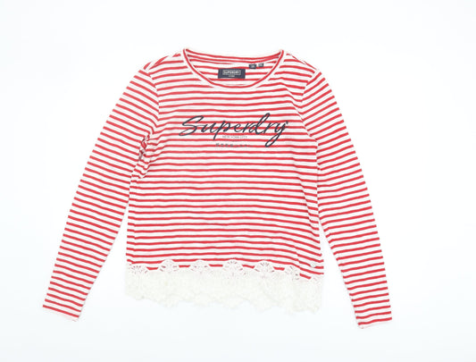 Superdry Women's Red Striped Long Sleeve T-Shirt