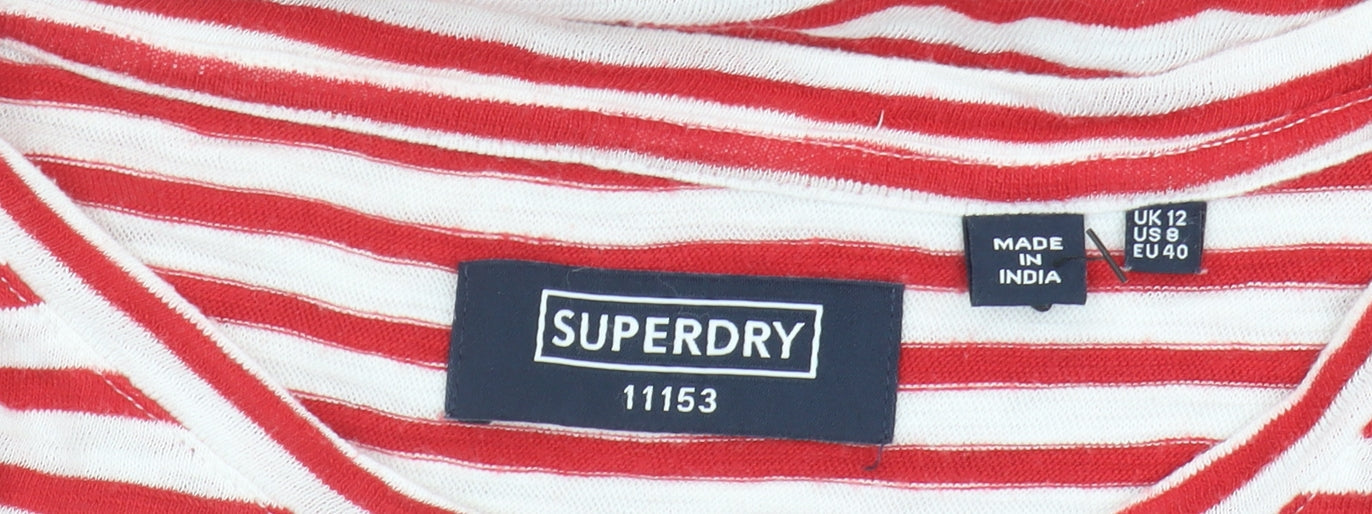 Superdry Women's Red Striped Long Sleeve T-Shirt