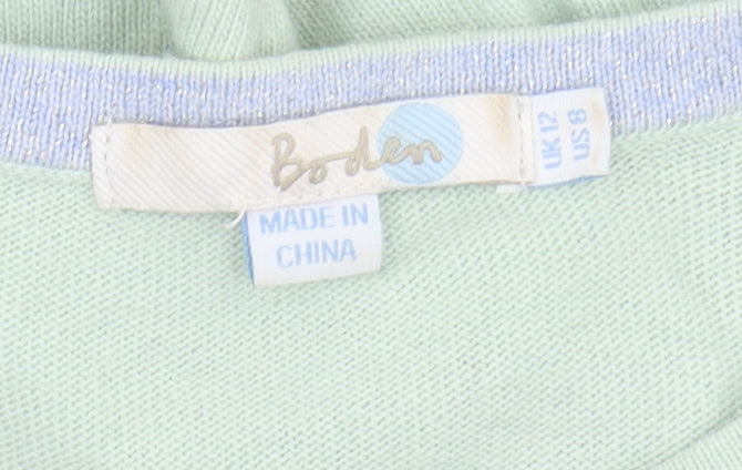 Boden Womens Green Embellished Pullover Jumper Size 12