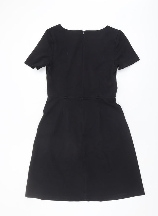Boden Women's Black A-Line Dress, UK 12, Short Sleeve