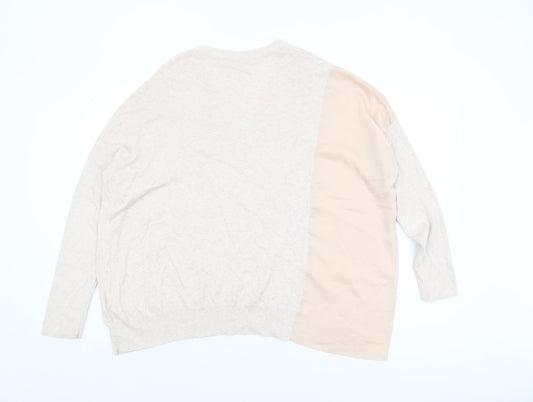 AllSaints Women's Beige V-Neck Pullover Jumper Size M