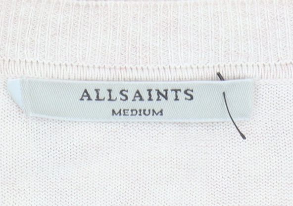 AllSaints Women's Beige V-Neck Pullover Jumper Size M