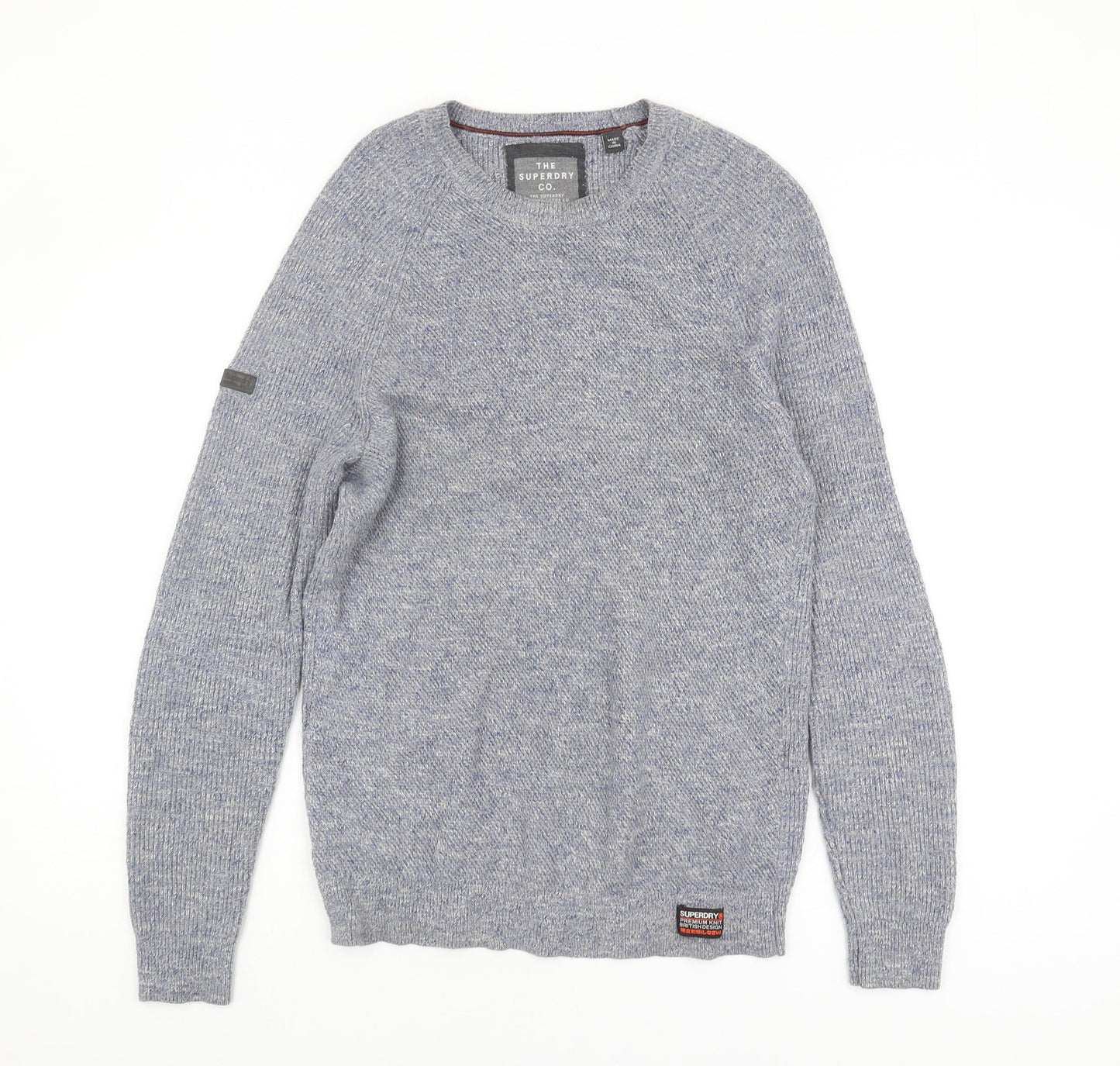 Superdry Men's Blue Cotton Pullover Jumper Medium