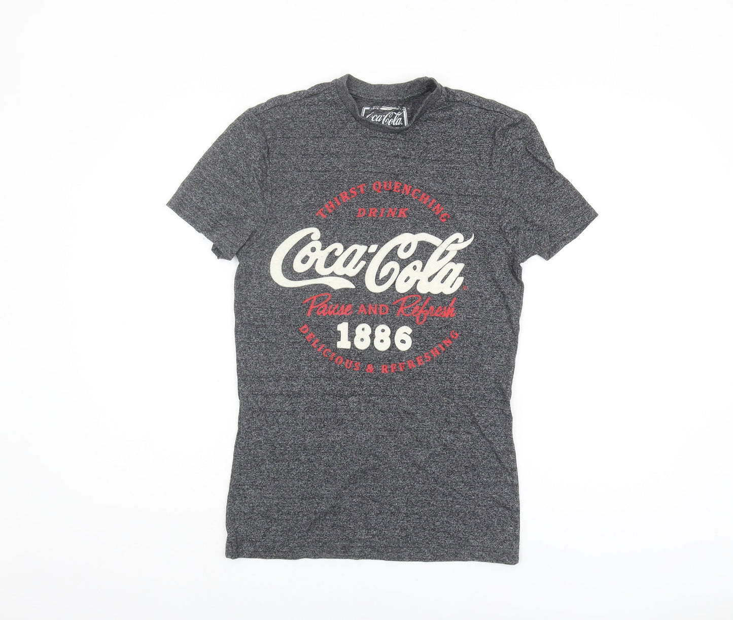 Coca-Cola Men's Grey Retro T-Shirt XS Graphic Logo