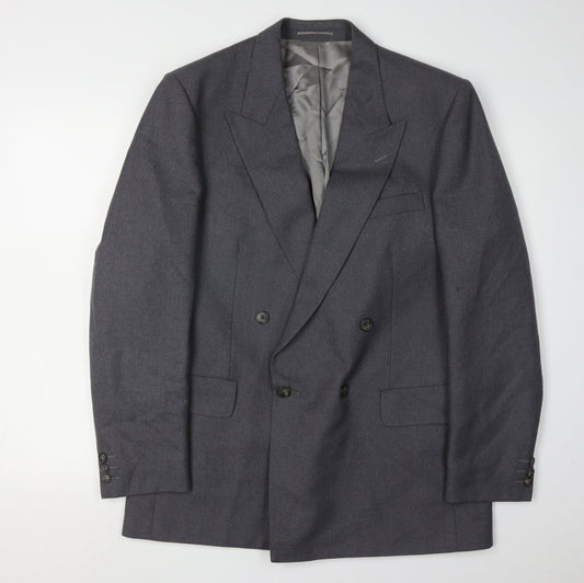 Magee Men's Grey Double-Breasted Wool Blazer Size 40R