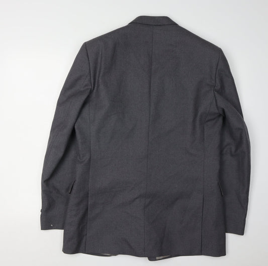 Magee Men's Grey Double-Breasted Wool Blazer Size 40R