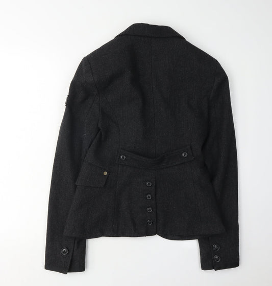 Superdry Women's Black Blazer Small Herringbone Wool