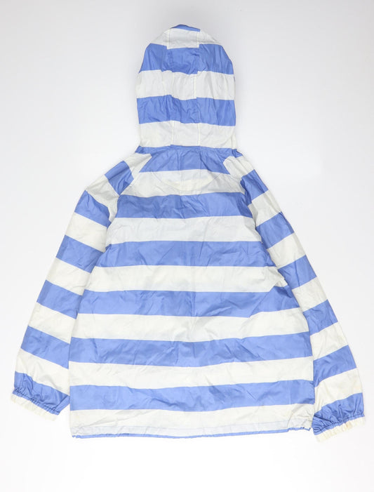 Joules Women's Blue Striped Anorak Jacket Size 12