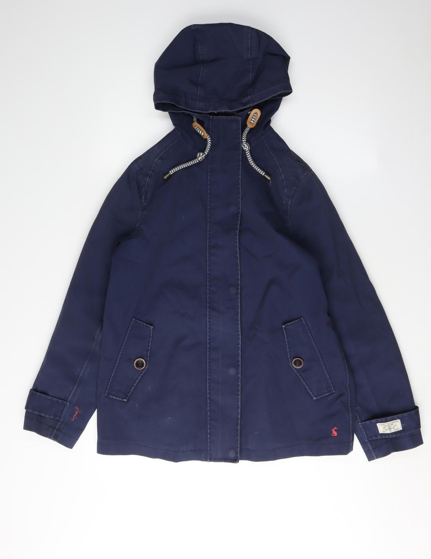 Joules Women's Blue Hooded Rain Coat Size 10