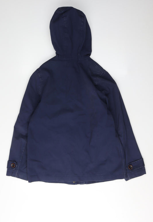 Joules Women's Blue Hooded Rain Coat Size 10