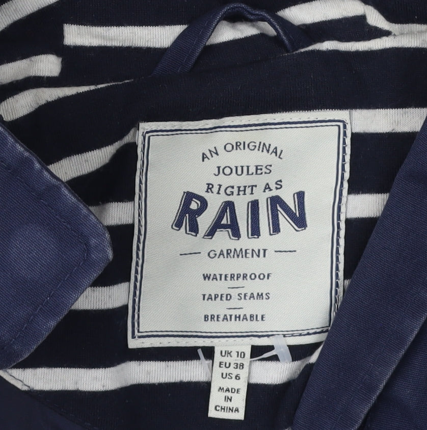 Joules Women's Blue Hooded Rain Coat Size 10