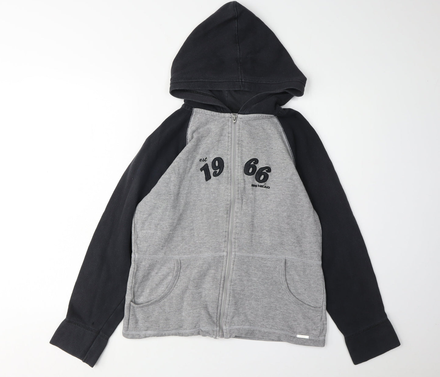 Head Unisex Hoodie Grey Black Full Zip Logo Sports