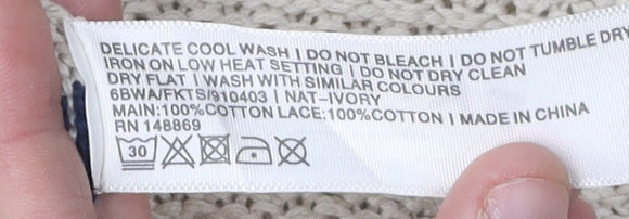 FatFace Women's Beige Striped Pullover Jumper Size 8