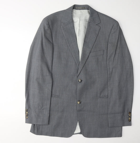 Hugo Boss Men's Grey Blazer, Size 42, Wool, Notch Lapel