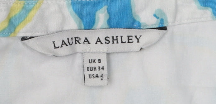 Laura Ashley Women Blue Floral A-Line Skirt Size 8
