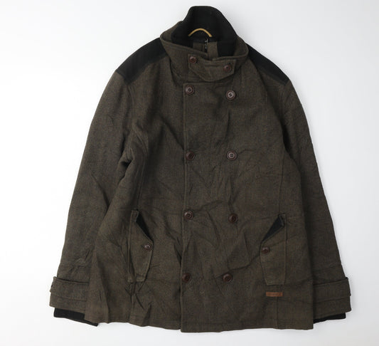 Tokyo Laundry Men's Brown Pea Coat, Size L, Double-Breasted