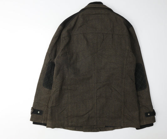 Tokyo Laundry Men's Brown Pea Coat, Size L, Double-Breasted