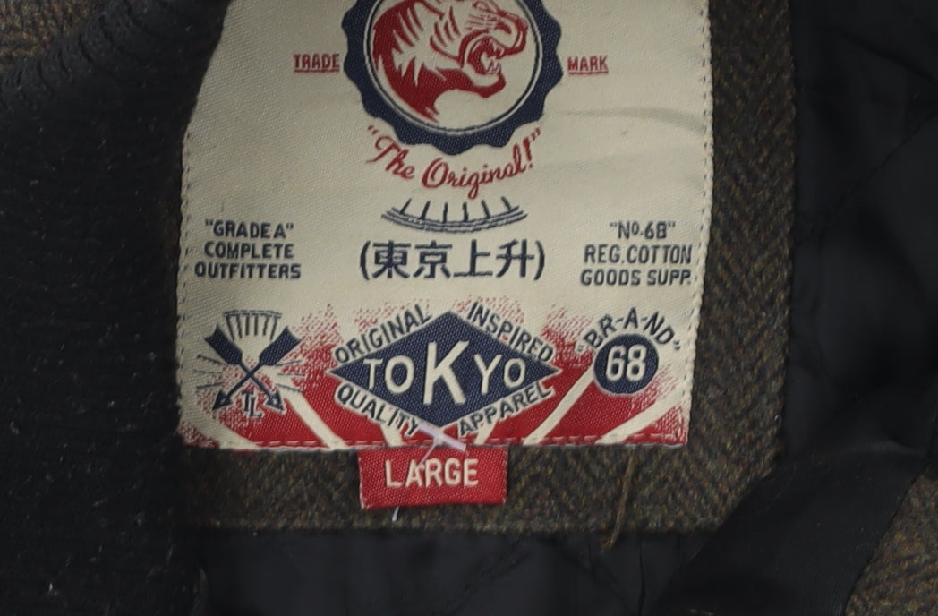 Tokyo Laundry Men's Brown Pea Coat, Size L, Double-Breasted