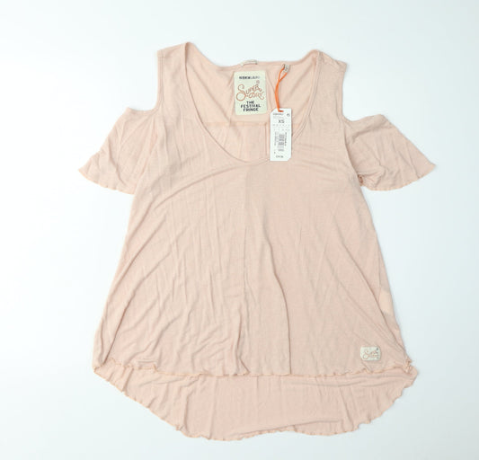 Superdry Women's Pink Cold Shoulder Top XS
