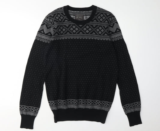 AllSaints Men's Black Argyle Pullover Jumper, Size S