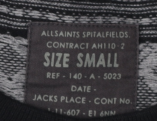 AllSaints Men's Black Argyle Pullover Jumper, Size S