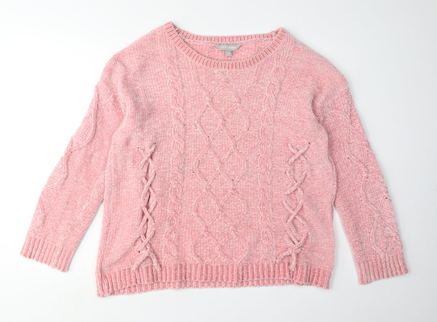 Tokyo Laundry Women's Pink Cable-Knit Pullover M