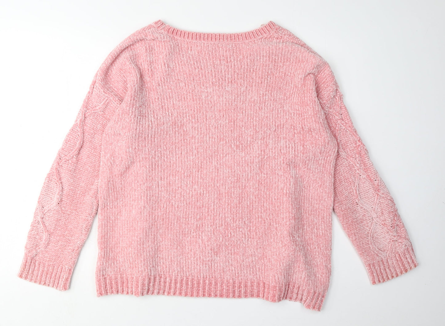 Tokyo Laundry Women's Pink Cable-Knit Pullover M