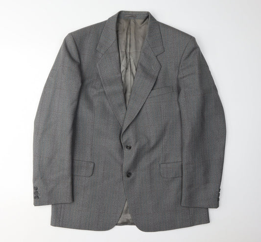 Magee Men's Grey 42R Blazer: Classic Wool Striped Elegance