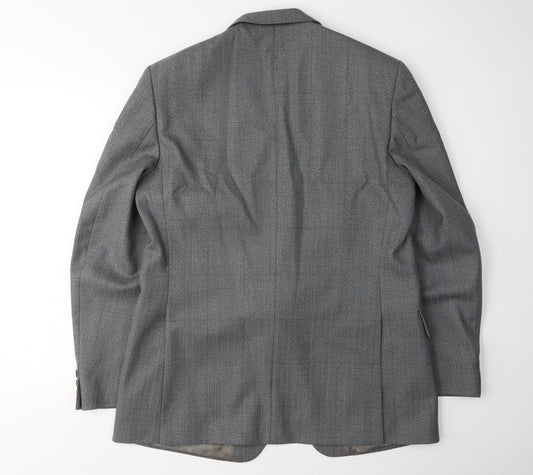 Magee Men's Grey 42R Blazer: Classic Wool Striped Elegance