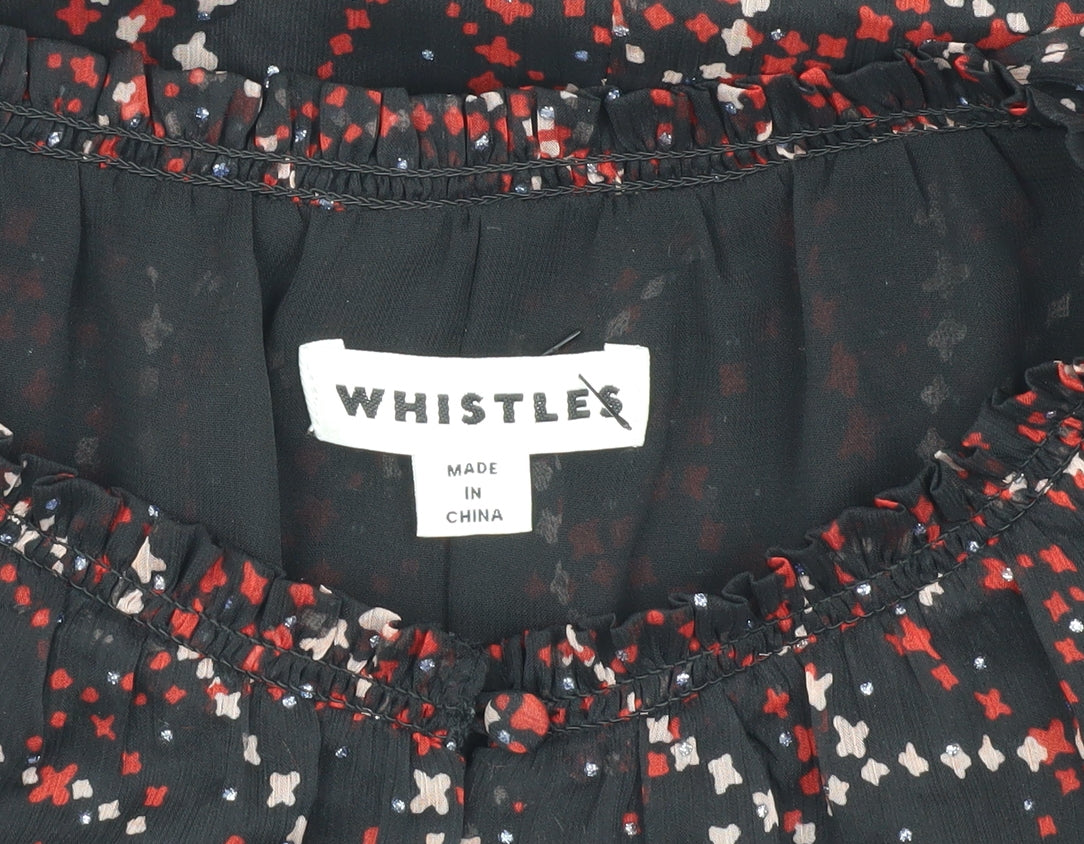 Whistles Women's Black Geometric Blouse Size 14