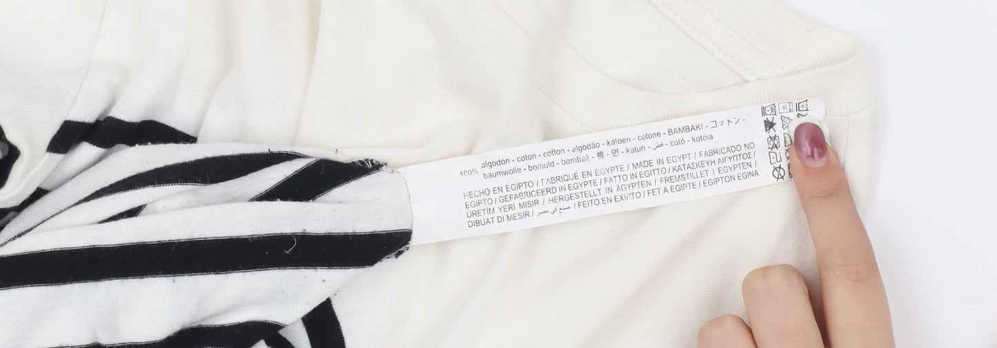 Stradivarius Womens Striped Cotton T-Shirt Multicoloured Size 10