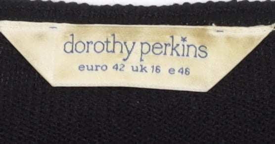 Dorothy Perkins Black V-Neck Cardigan - Women UK 16